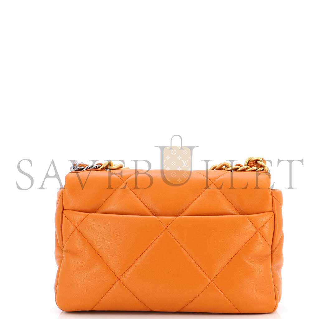 Ch*el 19 flap small orange brown lambskin as1160 (26*16*9cm)